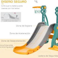 Homcom - Tobogán infantil con columpio