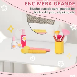 AIYAPLAY Homcom - Tocador básico con espejo y taburete madera Blanco