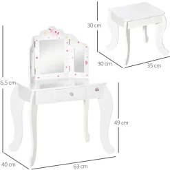 Homcom - Tocador de madera con taburete* Muñecas