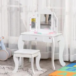 Homcom - Tocador de madera con taburete* Muñecas