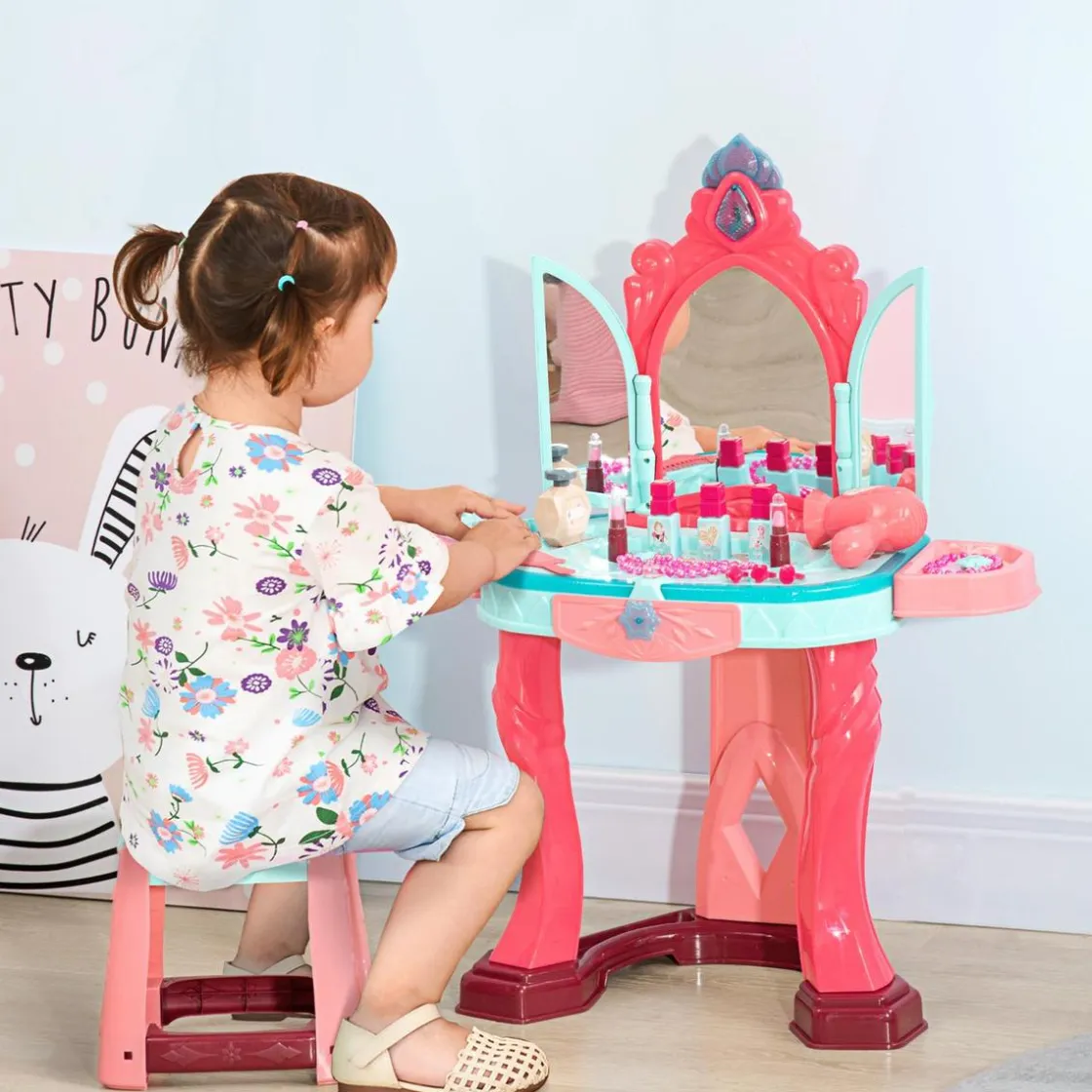 Homcom - Tocador infantil con cajón y taburete