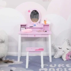Homcom - Tocador Infantil con Taburete y Espejo* Muñecas