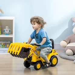 Homcom - Tractor correpasillos sin pedales amarillo* Vehículos De Batería O A Pedales