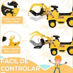 Homcom - Tractor correpasillos sin pedales amarillo* Vehículos De Batería O A Pedales