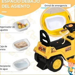 Homcom - Tractor correpasillos sin pedales amarillo* Vehículos De Batería O A Pedales