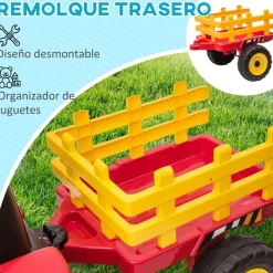 Homcom - Tractor elécrico Rojo* Vehículos De Batería O A Pedales