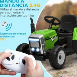 Homcom - Tractor elécrico Verde* Vehículos De Batería O A Pedales