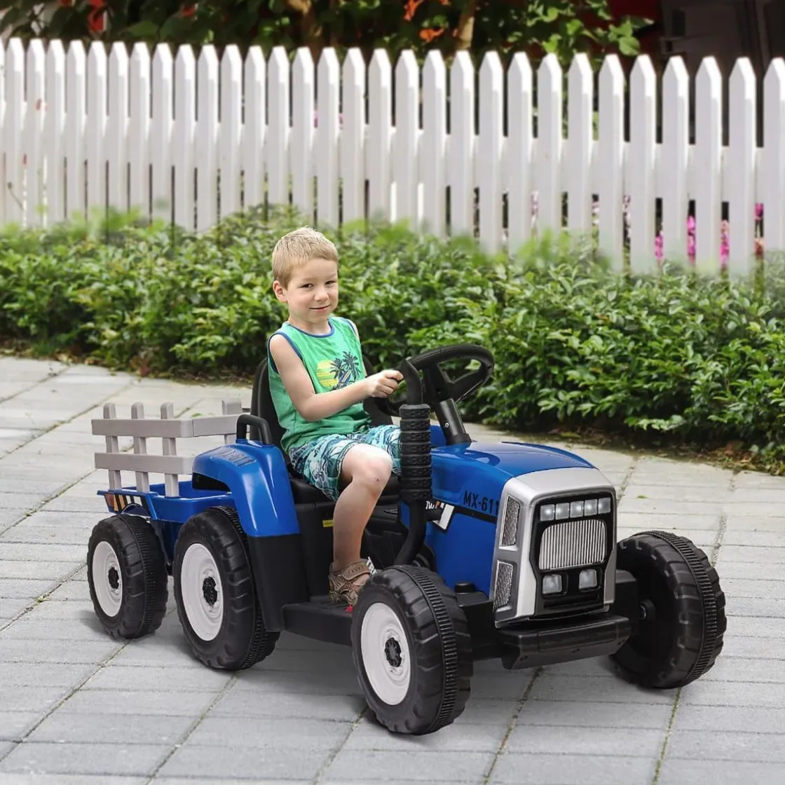 Homcom - Tractor eléctrico batería con remolque y mando a distancia* Vehículos De Batería O A Pedales