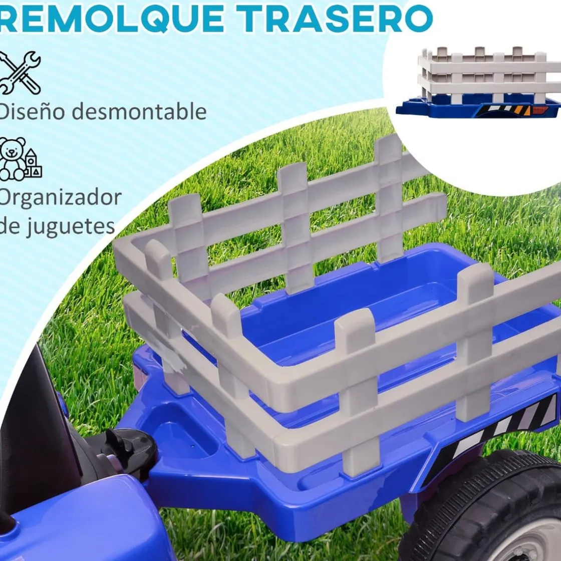 Homcom - Tractor eléctrico batería con remolque y mando a distancia* Vehículos De Batería O A Pedales