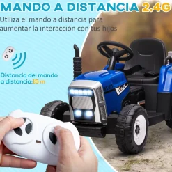 Homcom - Tractor eléctrico batería con remolque y mando a distancia* Vehículos De Batería O A Pedales