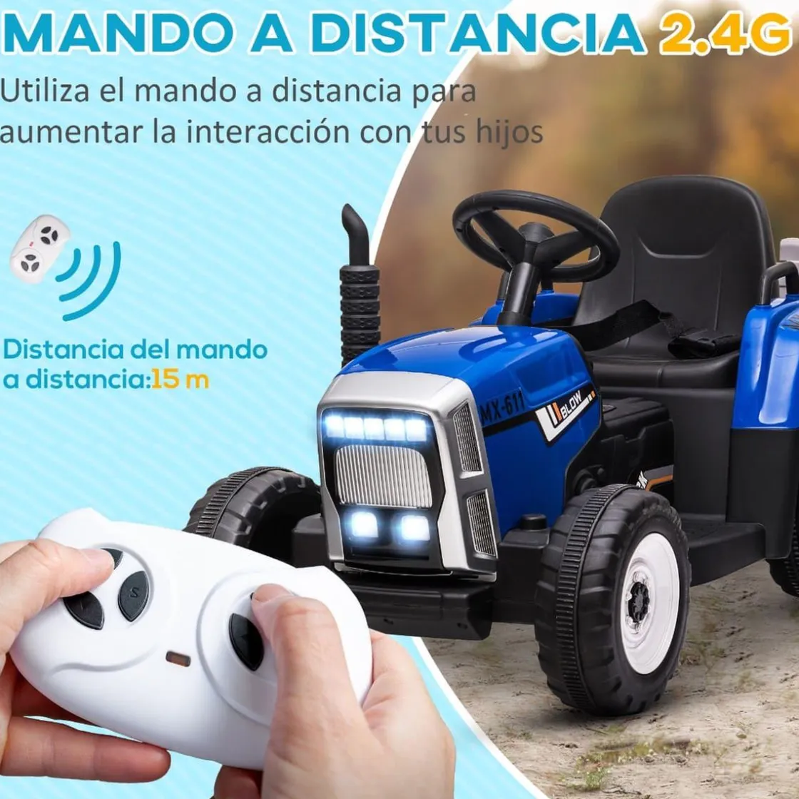 Homcom - Tractor eléctrico batería con remolque y mando a distancia* Vehículos De Batería O A Pedales