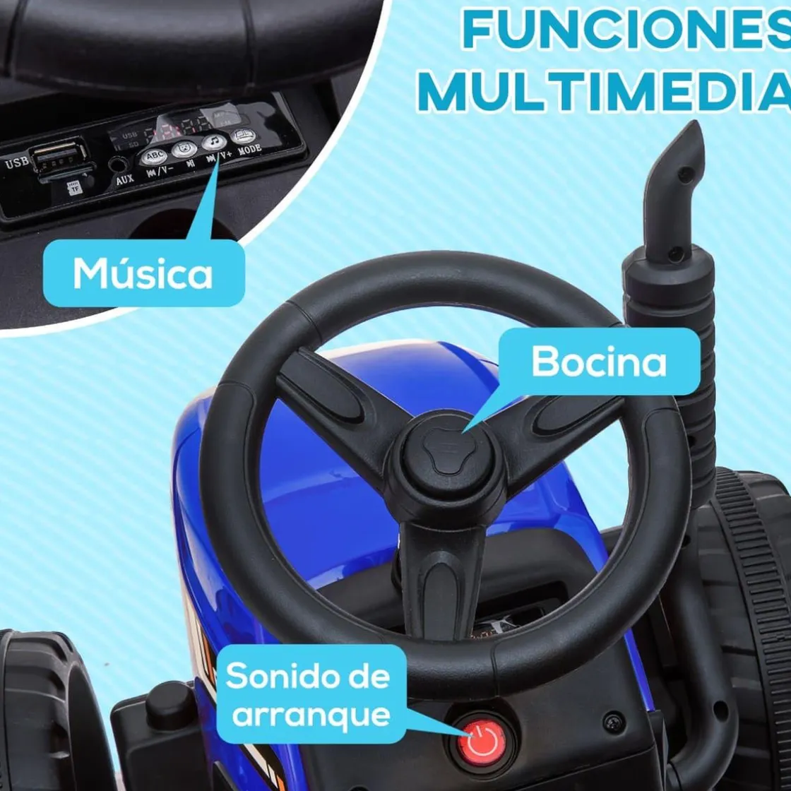 Homcom - Tractor eléctrico batería con remolque y mando a distancia* Vehículos De Batería O A Pedales