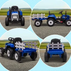 Homcom - Tractor eléctrico batería con remolque y mando a distancia* Vehículos De Batería O A Pedales