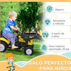 Homcom - Tractor excavadora a pedales amarillo