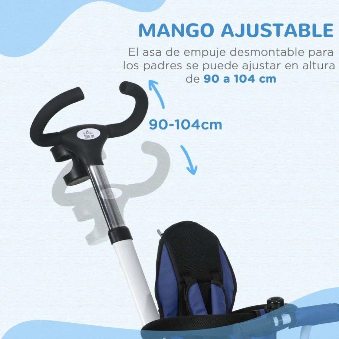 Homcom - Triciclo Evolutivo con Capota Reflectante - Azul* Motos Y Triciclos