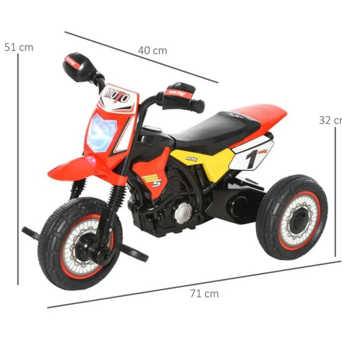 Homcom - Triciclo Moto de Montaña Infantil Rojo* Vehículos De Batería O A Pedales