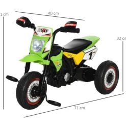 Homcom - Triciclo Moto de Montaña Infantil Verde* Vehículos De Batería O A Pedales