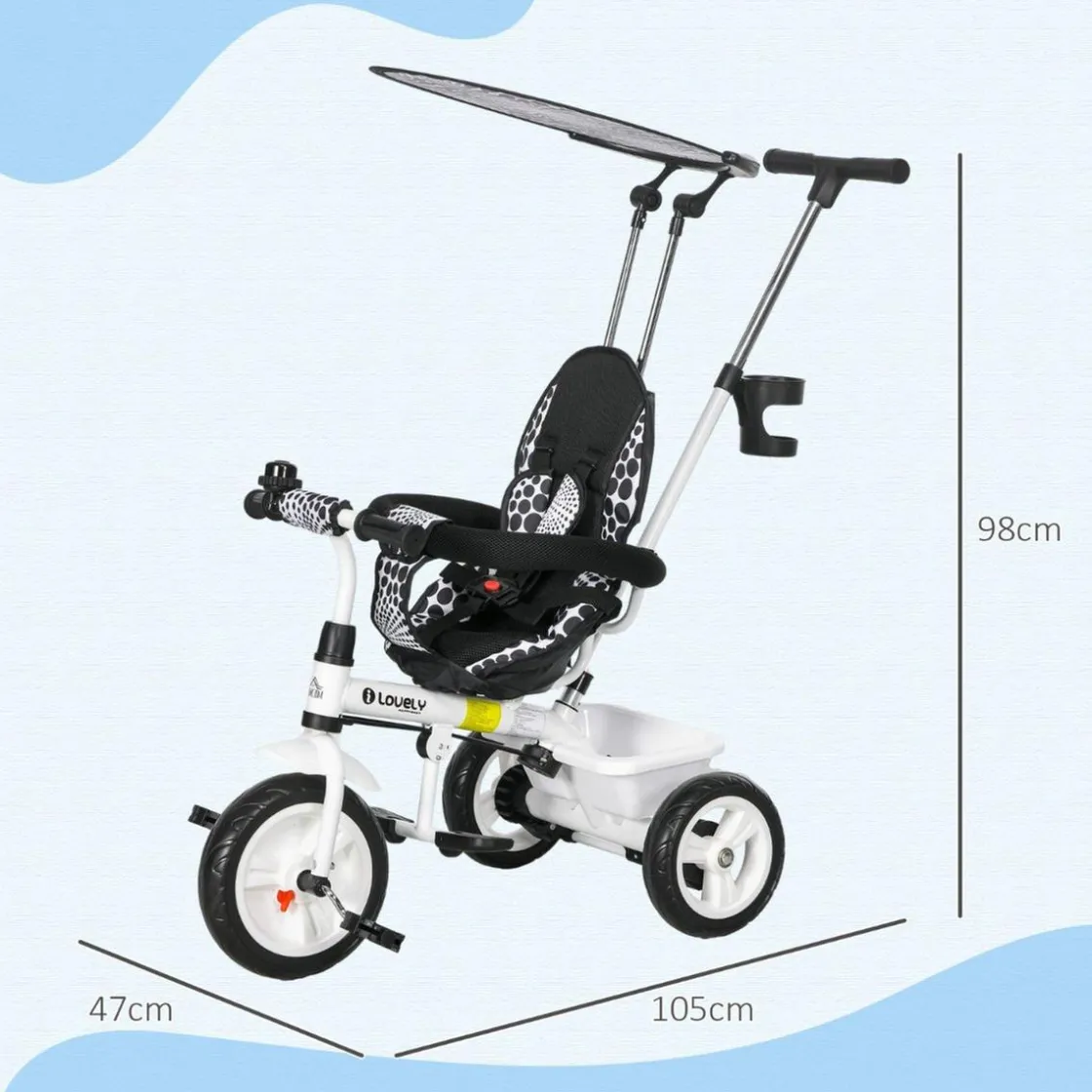 Homcom - Triciclo para bebés 2 en 1