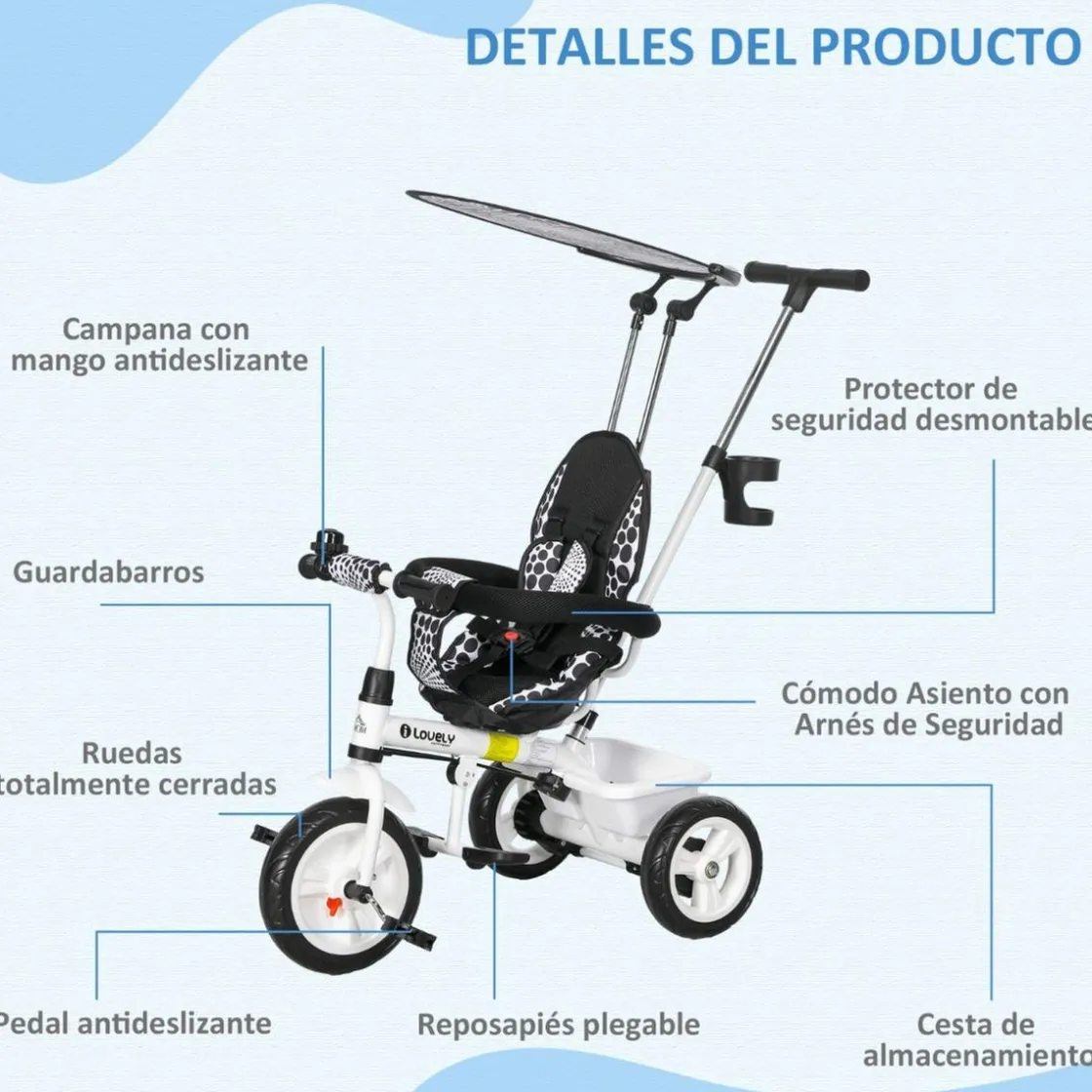 Homcom - Triciclo para bebés 2 en 1