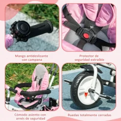 Homcom - Triciclo para bebé con capota Rosa* Motos Y Triciclos
