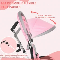 Homcom - Triciclo para bebé con capota Rosa* Motos Y Triciclos