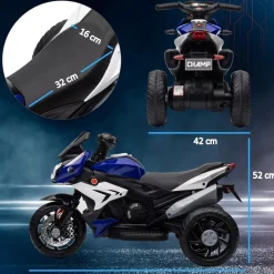 Homcom - Trimoto eléctrica infantil Negro/Azul
