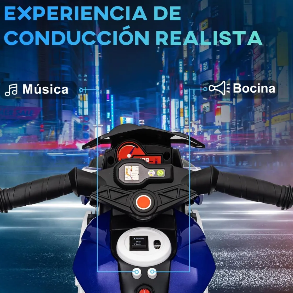 Homcom - Trimoto eléctrica infantil Negro/Azul