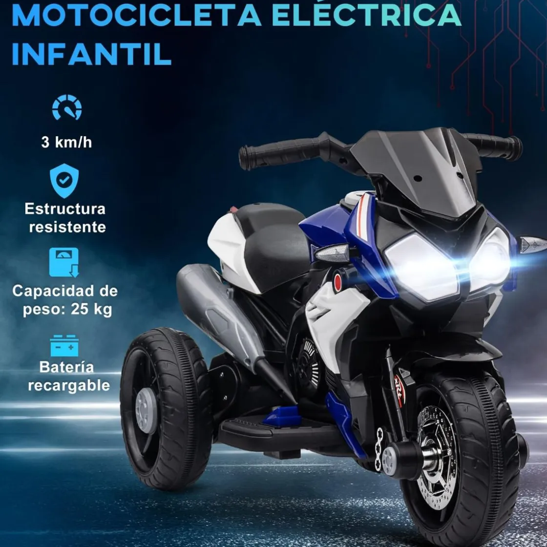 Homcom - Trimoto eléctrica infantil Negro/Azul