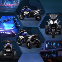 Homcom - Trimoto eléctrica infantil Negro/Azul