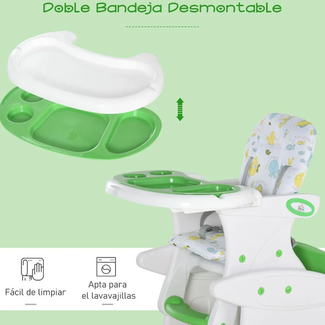 Homcom - Trona 3 en 1 verde* Tronas·Tronas Bebe