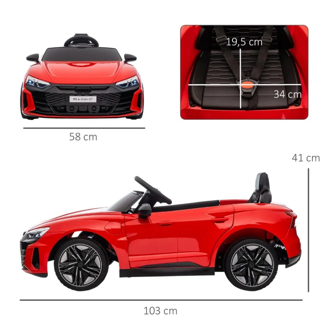 Homcom - Vehículo batería infantil Audi con mando a distancia