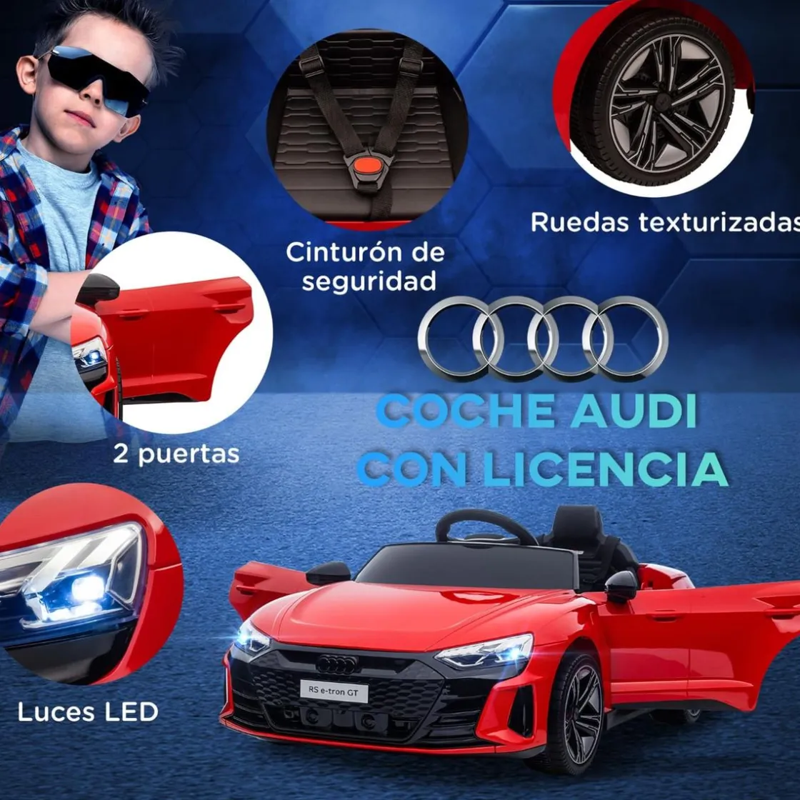 Homcom - Vehículo batería infantil Audi con mando a distancia