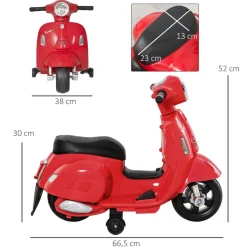 Homcom - Vespa roja Vehículo de batería