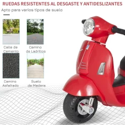 Homcom - Vespa roja Vehículo de batería