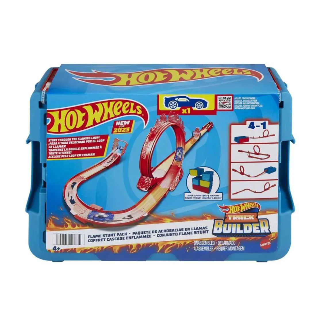MATTEL Hot Wheels - Hot Wheels Pista Acrobacias en Llamas con vehículo incluido