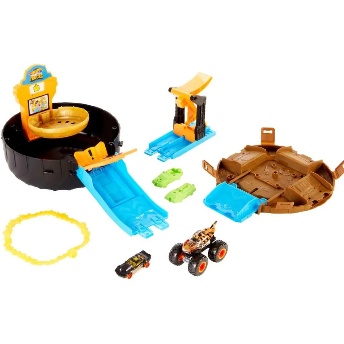 MATTEL Hot Wheels - Playset neumáticos para acrobacias Monster Trucks