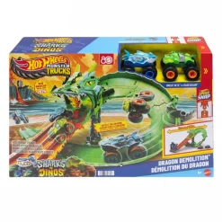HOT WHEELS Monster Trucks - Conjunto Destrucción del Dragón - Serie Sharks Vs Dinos