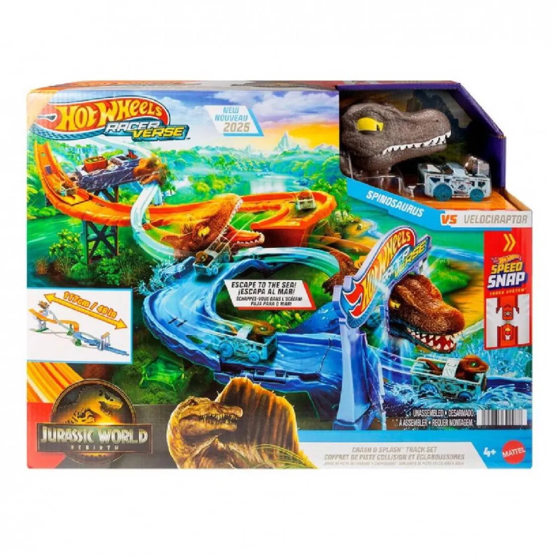 MATTEL Hot Wheels RacerVerse - Pista Jurassic World Crash & Splash* Vehículos Y Circuitos