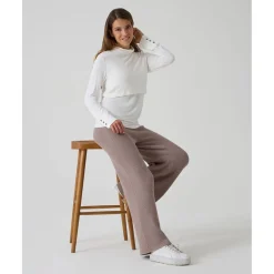 Prenatal Jersey de lactancia blanco de cuello alto