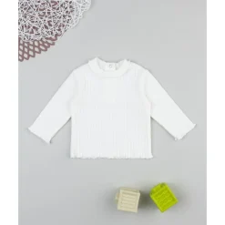 Prenatal Jersey de niña en canalé blanco