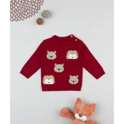 Prenatal Jersey de niño rojo con bordados de animales* Recién Nacido·Ropa Y Accesorios|Ropa Y Accesorios·Punto
