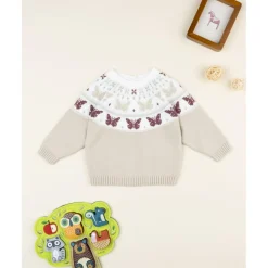 Prenatal Jersey niña beige con mariposas
