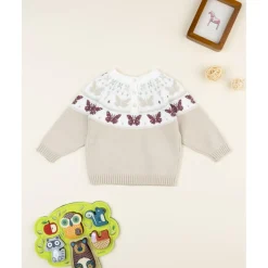 Prenatal Jersey niña beige con mariposas