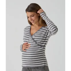 Prenatal Jersey premamá a rayas grises