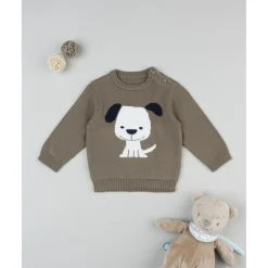 Prenatal Jersey tricot bebé marrón con perrito