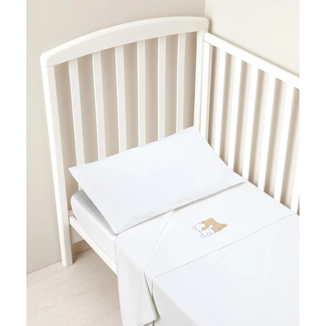 Prenatal Juego de cama 3 piezas de franela blanca con osito* Ropa De Cama·Sábanas Y Mantas|Recién Nacido·Ropa De Cama