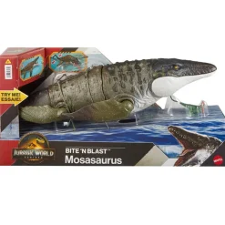 MATTEL Jurassic World - Mosasaurus “Bite ’N Blast” con mini Dilophosaurus