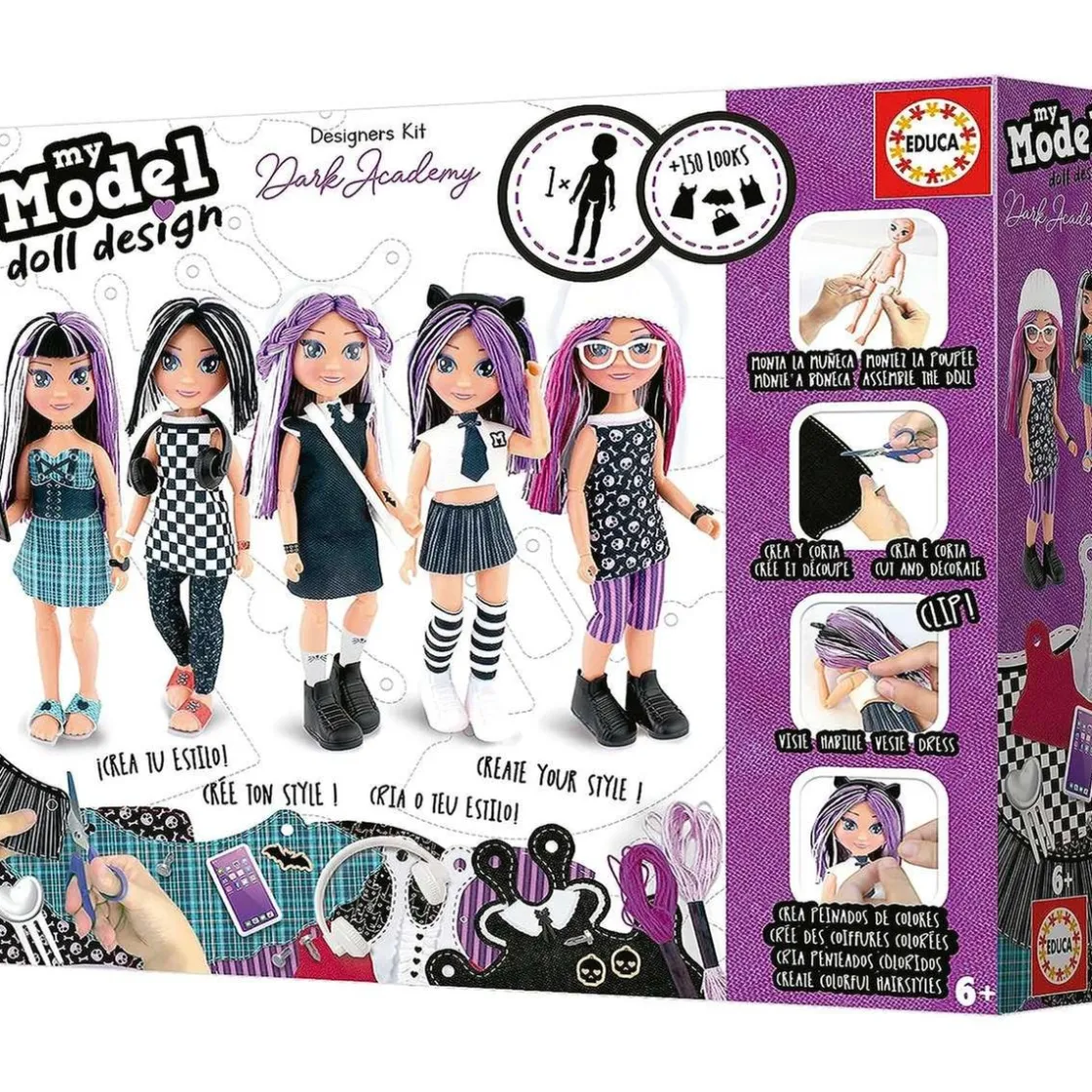EDUCA BORRAS Kit de diseño de moda para muñeca estilo academía oscura