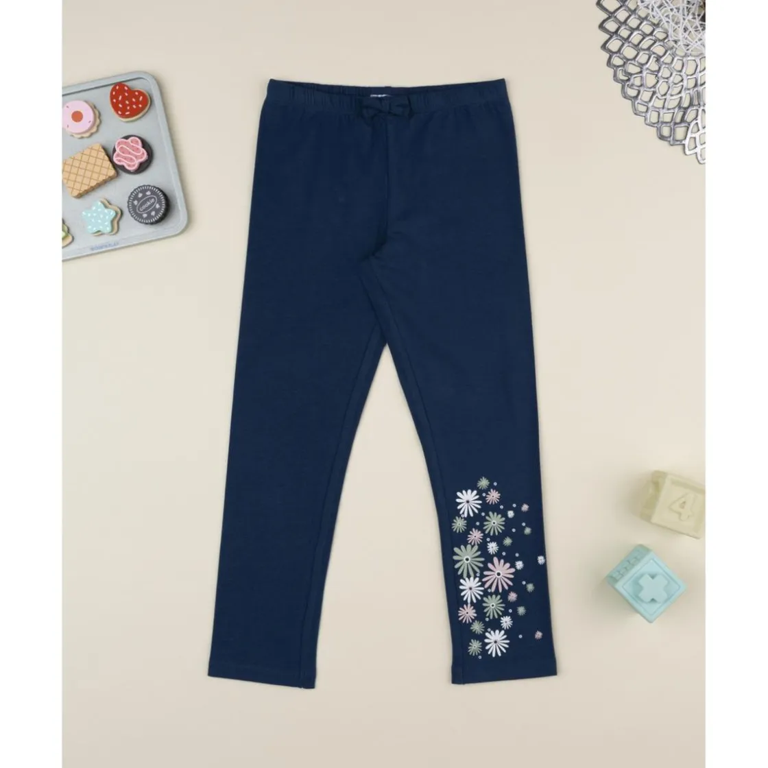 Prenatal Leggings azul niña con flores
