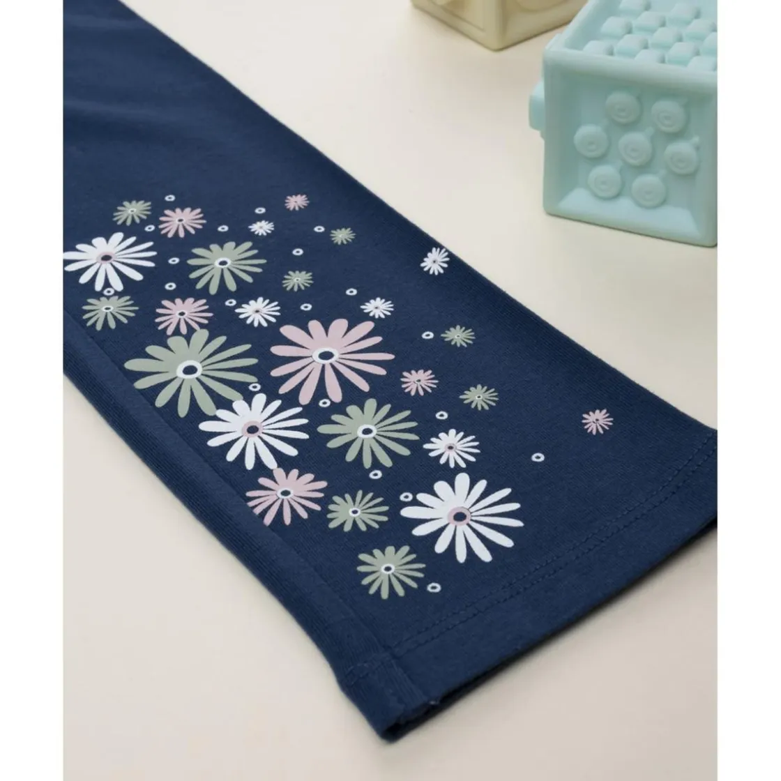 Prenatal Leggings azul niña con flores